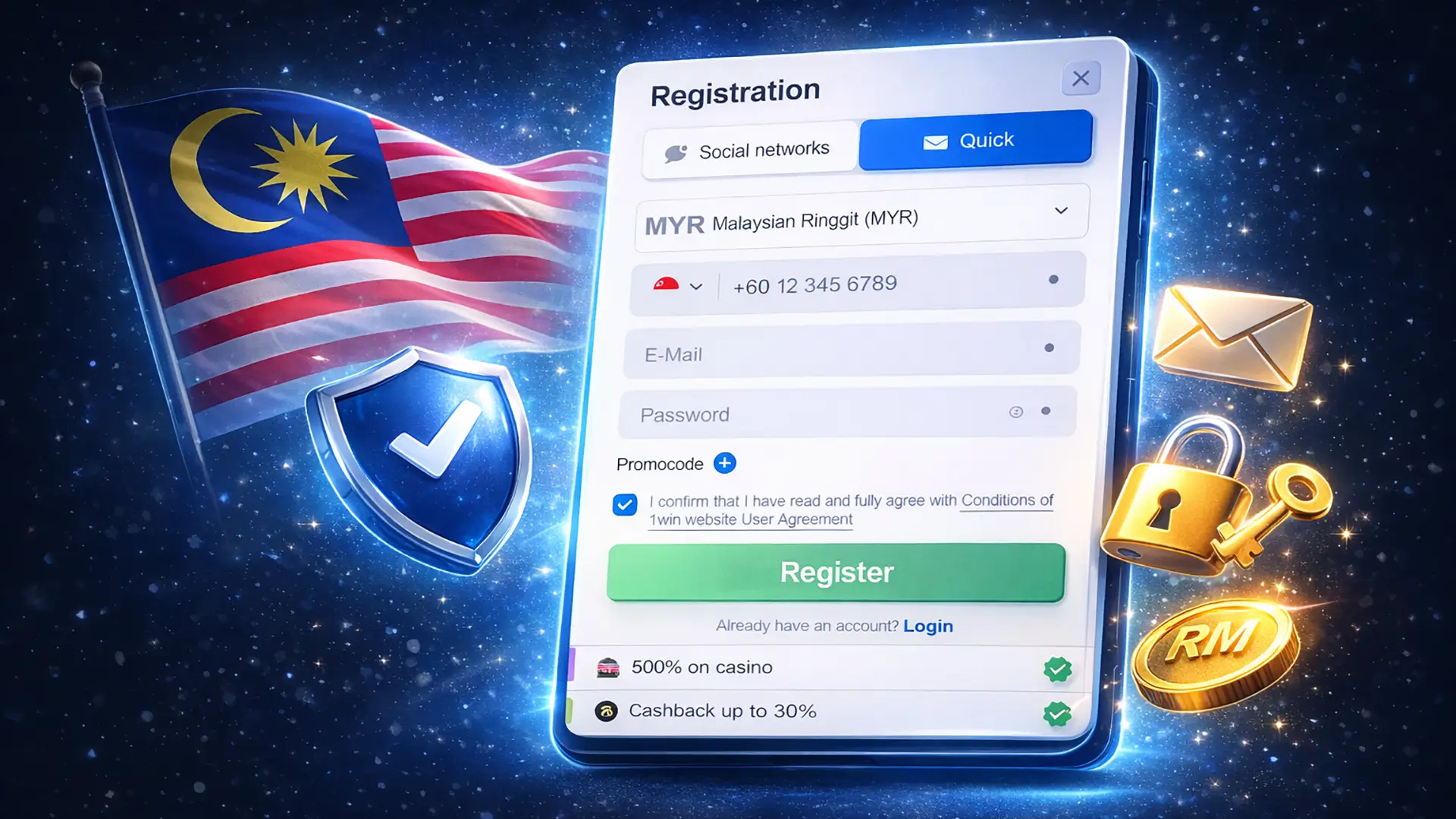 Simple steps on how to create 1win online game account for casino in Malaysia